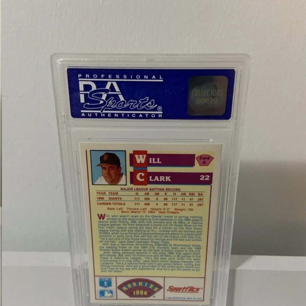 1986 Sportflics Will Clark #6 Rookies RC PSA 8 NM -MT - Picture 3 of 4